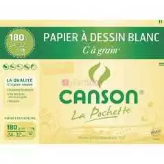 CANSON Pochette papier dessin C à grain - 24 x 32 cm - A3 180g - 12  feuilles - Couleur