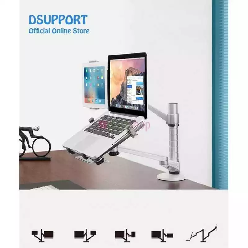 Support d'ordinateur portable à Double bras + support de tablette PC à  Double bras