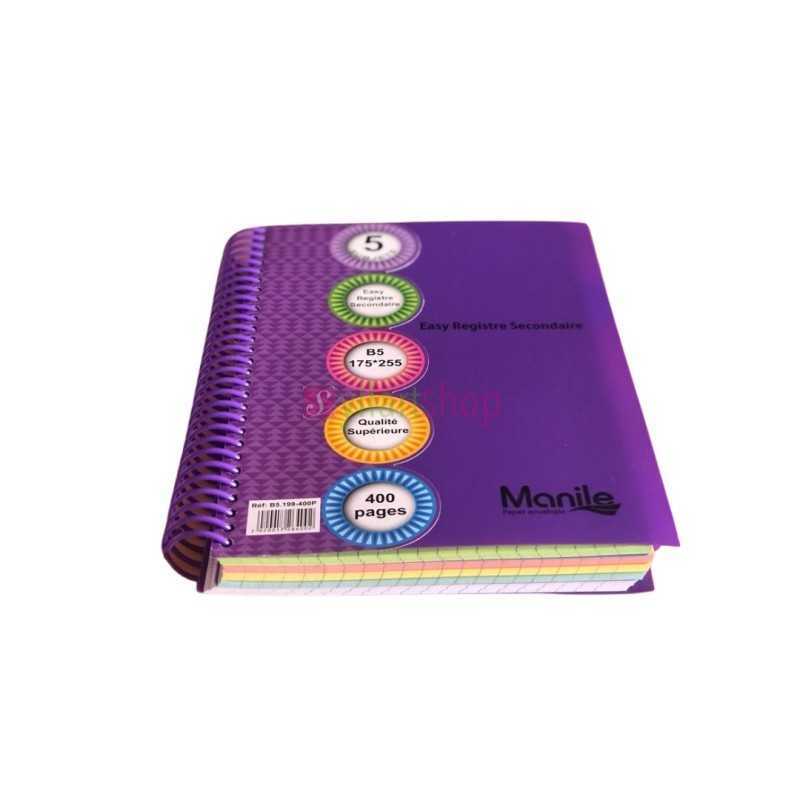 Cahier Registre MANILE Easy | Format B5 | Spirale | Secondaire