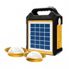 Kit solaire d'alimentation portable avec batterie Li-ion ultra lampe + Radio FM, Bluetooth, USB et micro SD, Power banking