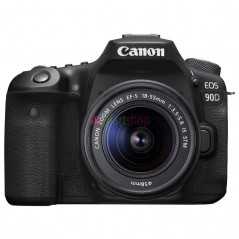 Appareil photo Canon EOS 90D + EF-S 18-55mm 32.5MP Vidéo 4K UHD - Ecran LCD 3" tactile et orientable - Wi-Fi/Bluetooth