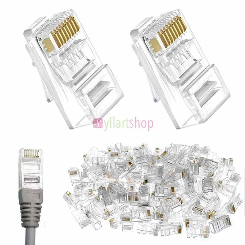 Connecteurs RJ45 Mâles | Non Blindés UTP 8P8C | Lot de 100 (Cat5e/Cat6)