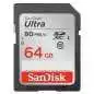 Carte Mémoire SDXC 64Go SanDisk Ultra jusqu'à 80 Mo/s, Classe 10 FFP