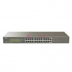 Switch Tenda TEG1124P-24-250W 24 ports Gigabit en rack avec 24 ports POE (Gris)