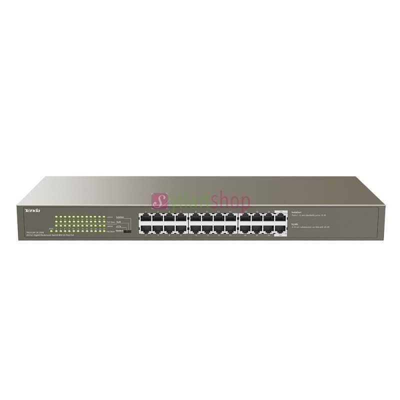 Switch Tenda TEG1124P-24-250W 24 ports Gigabit en rack avec 24 ports POE (Gris) Switch Tenda TEG1124P-24-250W 24 ports Gigabit en rack avec 24 ports POE (Gris)