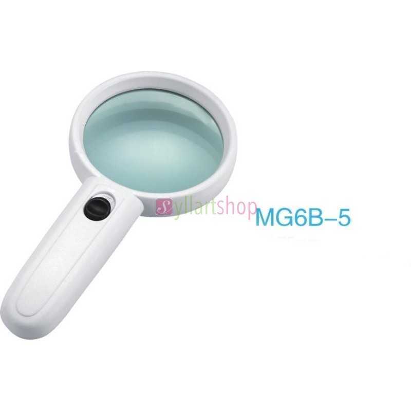 Loupe à main 3X MG6B-5 avec 2 lampes LED en couleur blanche Loupe à main 3X MG6B-5 avec 2 lampes LED en couleur blanche