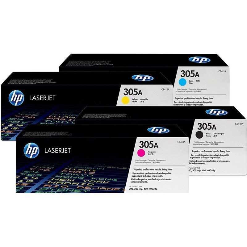 Cartouche Toner HP-305A Noir / Bleu / Rouge / Jaune Original