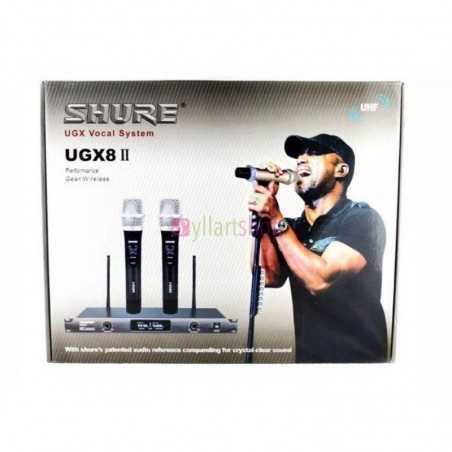 Microphone sans fil Shure UGX8 II, base de système radio professionnel avec deux microphones sans fil