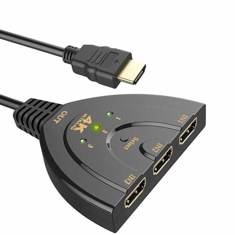 Commutateur HDMI 4K à 3 ports, 3x1, câble spiralé, prend en charge le lecteur 3D HD intégrale 1080p Commutateur HDMI 4K à 3 ports, 3x1, câble spiralé, prend en charge le lecteur 3D HD intégrale 1080p