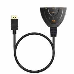 Commutateur HDMI 4K à 3 ports, 3x1, câble spiralé, prend en charge le lecteur 3D HD intégrale 1080p
