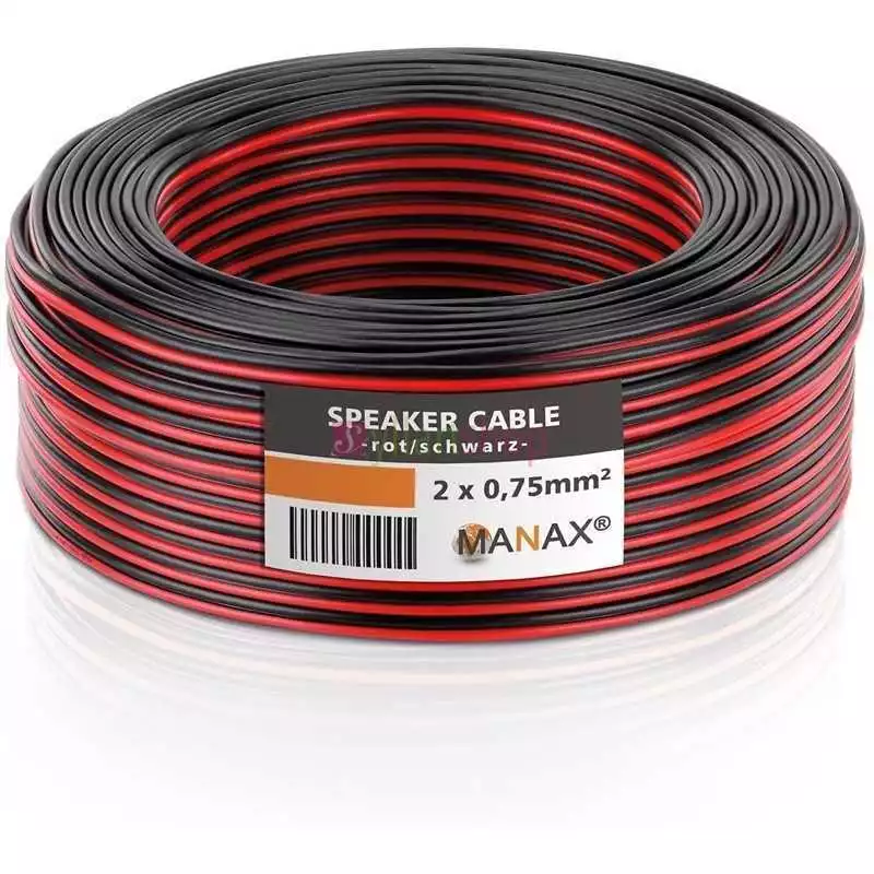 Câble de haut parleur 2x0.5mm² rouge / noir 100m