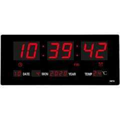 Horloge Murale Numérique LED 18,9" | Grand Écran | Température & Date