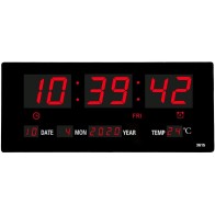 Horloge murale numérique LED 18.9 pouces, grand écran avec température date et jour de la semaine et calendrier