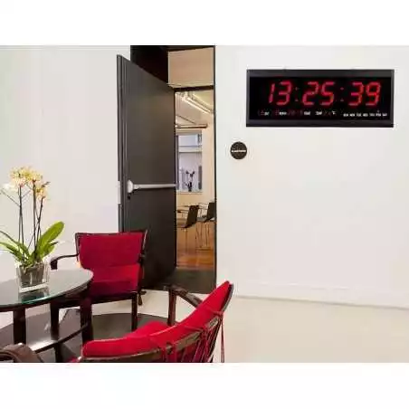 Horloge murale numérique LED 18.9 pouces, grand écran avec température date et jour de la semaine et calendrier