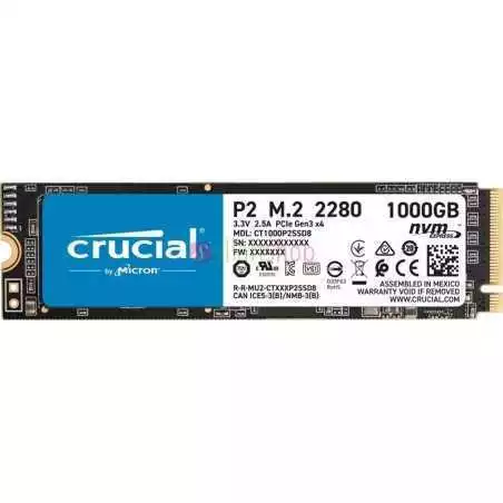Disque dur SSD Interne 512Go, 1To, Crucial P2 Vitesses atteignant 2400 Mo/s (3D NAND, NVMe, PCIe, M.2)
