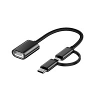 Adaptateur de transfert de données vers femelle USB OTG 2 en 1 Type C + Micro