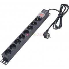 Bloc multiprise PDU 8 prises avec interrupteur pour rack 19" Noir