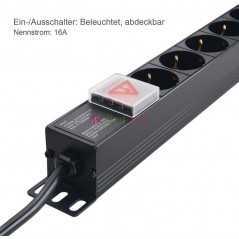 Bloc multiprise PDU 8 prises avec interrupteur pour rack 19" Noir