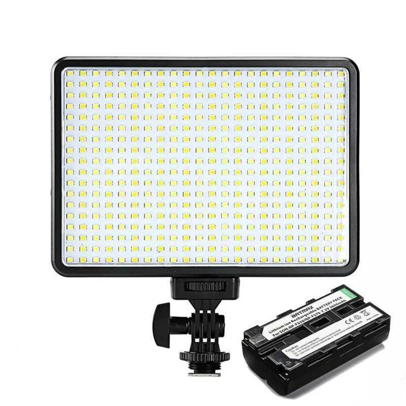 Lampe LED 396 bicolore et dimmable lumière LED vidéo DSLR mince + batterie F550 + chargeur pour caméscope Canon Nikon