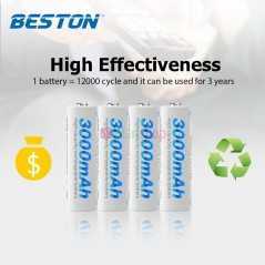 Batterie Rechargeable Beston NiMH AA 1.2V 3000mAh Haute Capacité