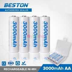Pack de 4 Batterie Rechargeable Beston AA 1.2V 3000mAh