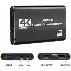 Boitier d'acquisition vidéo 4K HDMI Carte de Capture USB 3.0 1080p60 avec  décodage game carte capture carte d'acquisition