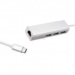 Adaptateur USB C vers Ethernet avec Type C USB 2.0 HUB 3 Ports RJ45