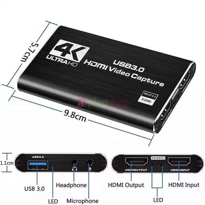 Boitier d'acquisition vidéo 4K HDMI Carte de Capture USB 3.0 1080p60 avec décodage game carte capture carte d'acquisition
