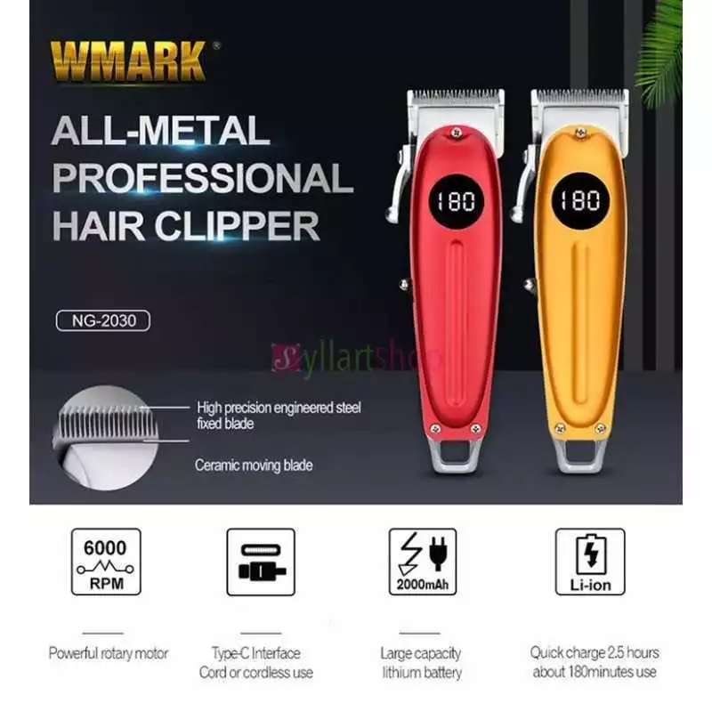 Tondeuse à cheveux professionnelle en métal, WMARK NG-2030 – avec