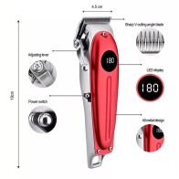 Tondeuse à cheveux professionnelle en métal, WMARK NG-2030 – avec affichage numérique LCD, Push, blanc, USB, lettrage, huile