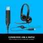 Casque micro USB Logitech USB Headset H390 avec microphone anti-parasite pour PC et MAC Casque micro USB Logitech USB Headset H390 avec microphone anti-parasite pour PC et MAC