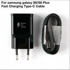 Chargeur rapide Samsung pour Galaxy S8/ S8+ noir + câble 120cm type C