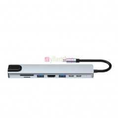 Hub USB-C Adaptateur HDMI 8 en 1, RJ45, USB 3.0, carte SD, Type C