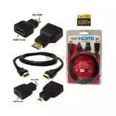 Câble HDMI 3 en 1 vers Micro HDMI + Mini HDMI + HDMI Mâle-Mâle