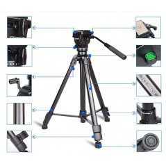 Trépied Professionnel Yunteng VCT-998 | Stabilité et Charge 6kg en Aluminium