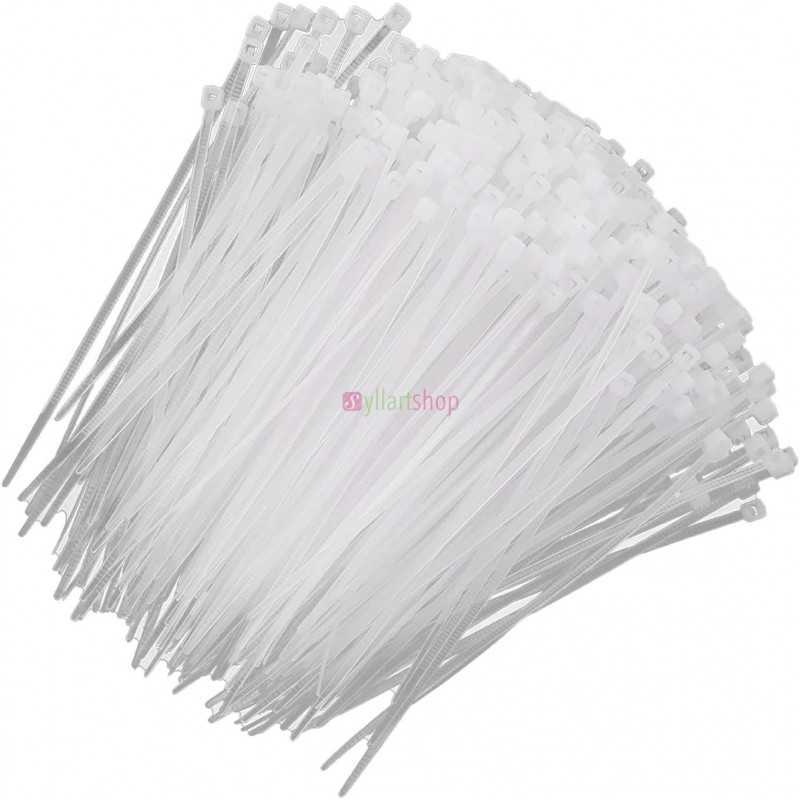 Lot de 100 attaches de câble en nylon avec fermeture éclair 4x100mm en plastique blanc Lot de 100 attaches de câble en nylon avec fermeture éclair 4x100mm en plastique blanc