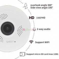 Mini Caméra de surveillance panoramique WIFI 360 degrés V380 Pro - HD 1080P