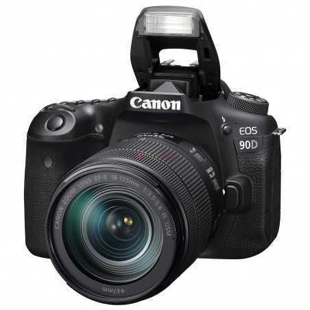 Appareil photo 32.5 MP - ISO 25600 Canon EOS 90D + 18-135mm IS USM Vidéo 4K UHD - Ecran LCD 3 tactile et orientable