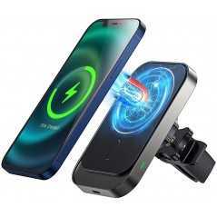 Chargeur de Voiture Magnétique Sans Fil 15W | Compatible iPhone 12 à 15 (MagSafe) | Support Auto Rotatif