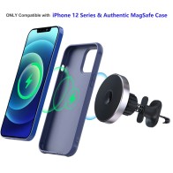 Chargeur de Voiture Magnétique Sans Fil 15W | Compatible iPhone 12 à 15 (MagSafe) | Support Auto Rotatif