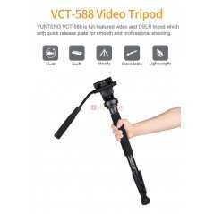 YUNTENG VCT-588 Pro | Monopode Vidéo avec Base Trépied et Tête Fluide