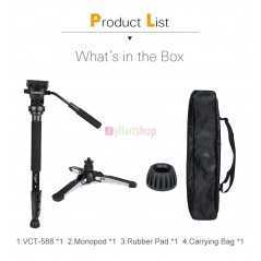 YUNTENG VCT-588 Pro | Monopode Vidéo avec Base Trépied et Tête Fluide
