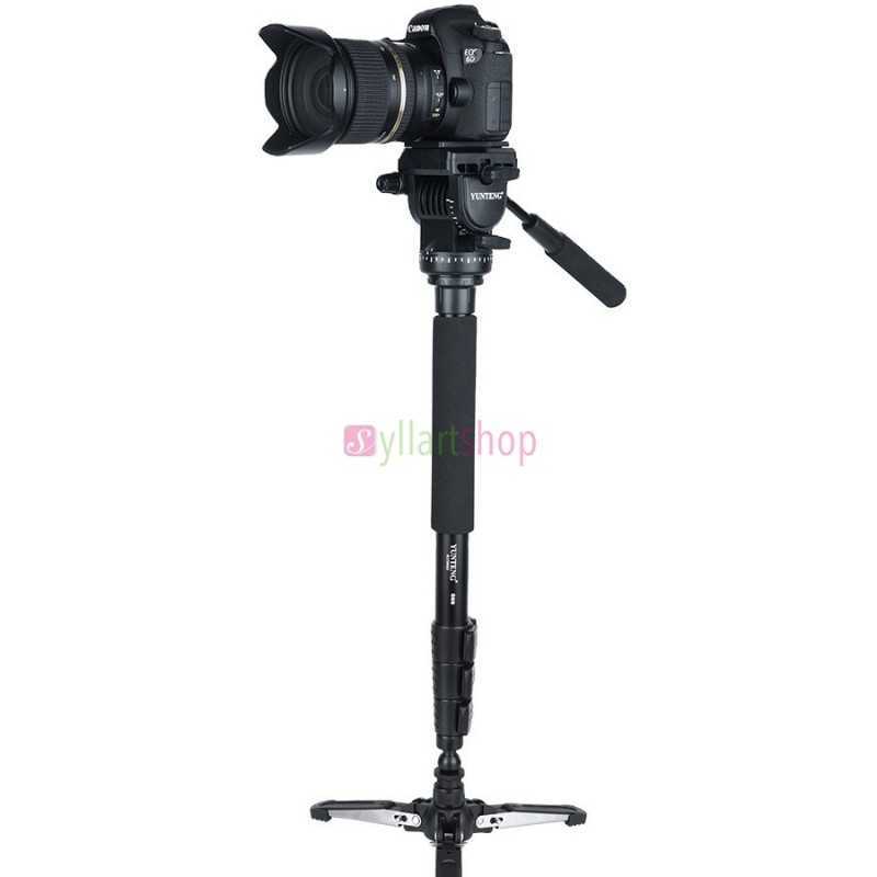 YUNTENG VCT-588 Pro | Monopode Vidéo avec Base Trépied et Tête Fluide