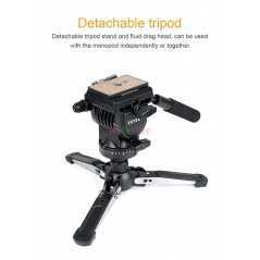 YUNTENG VCT-588 Pro | Monopode Vidéo avec Base Trépied et Tête Fluide