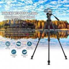 Trépied Yunteng VCT-880 vidéo professionnel en Aluminium  avec tête panoramique pour appareil photo reflex numérique