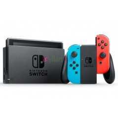 Console Nintendo Switch avec un Joy-Con droit rouge néon et un Joy-Con gauche bleu néon