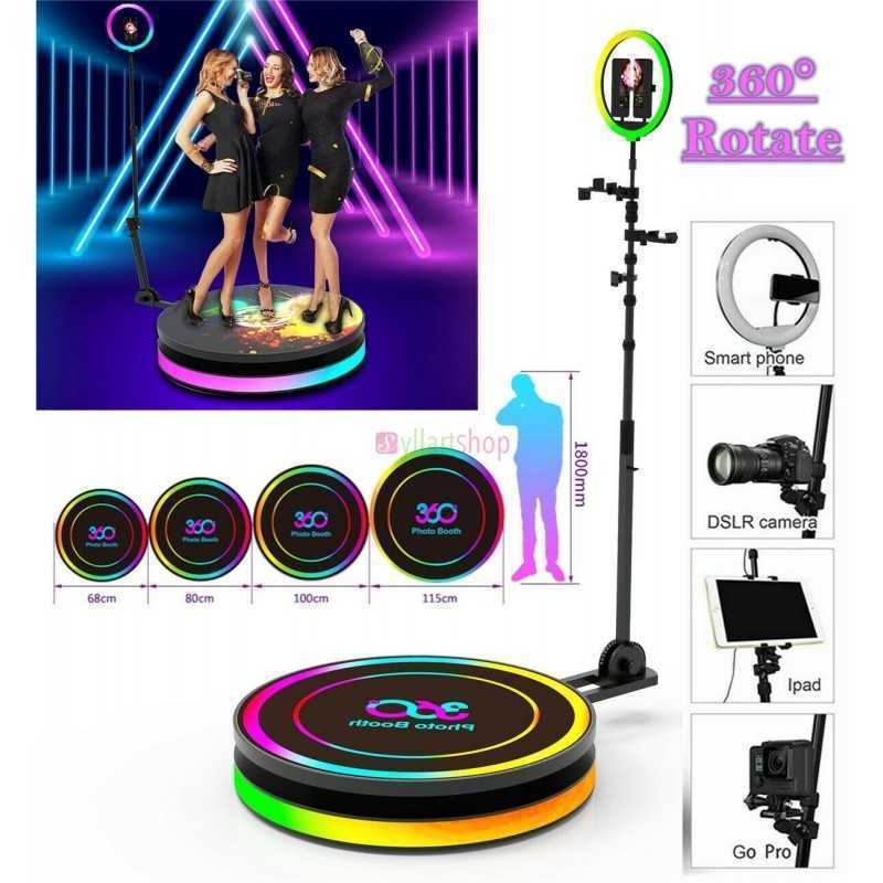 Cabine de photo rotative a led portable 360 photo Booth, Machine Selfie Platform Camera Cabine de photo rotative a led portable 360 photo Booth, Machine Selfie Platform Camera