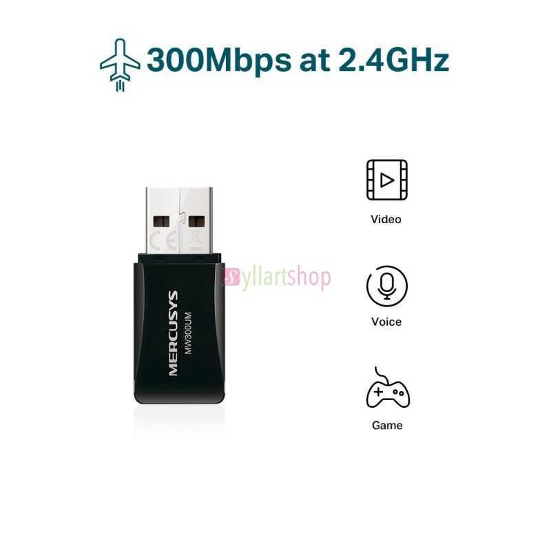 Adaptateur WiFi USB Mini MERCURY MW300UM N300 | 300 Mbps | Ultra Compact