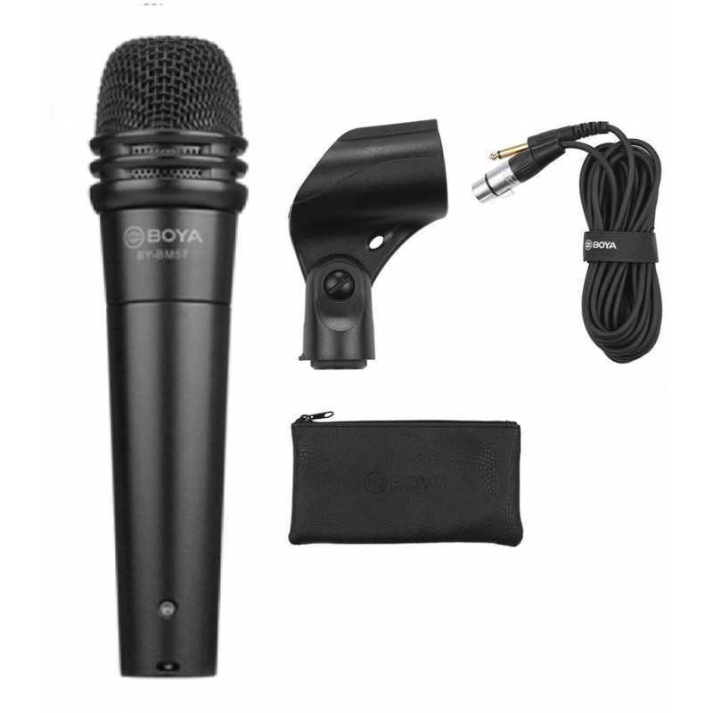 Microphone vocal BOYA BY-BM57 avec câble XLR de 5,0 m avec chiffon de nettoyage