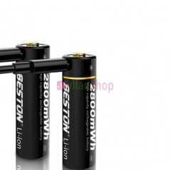 Micro USB Rechargeable Li-ion Batterie (2-Pack) BESTON 2AM-75 AA 1.5V 2800mWh